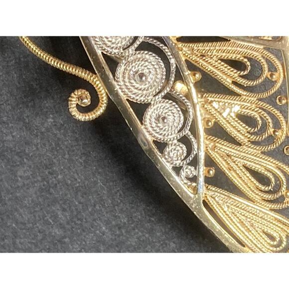Vintage VanLou Sterling Silver Gold Plated Filigree Butterfly Pin Brooch - Picture 9 of 9